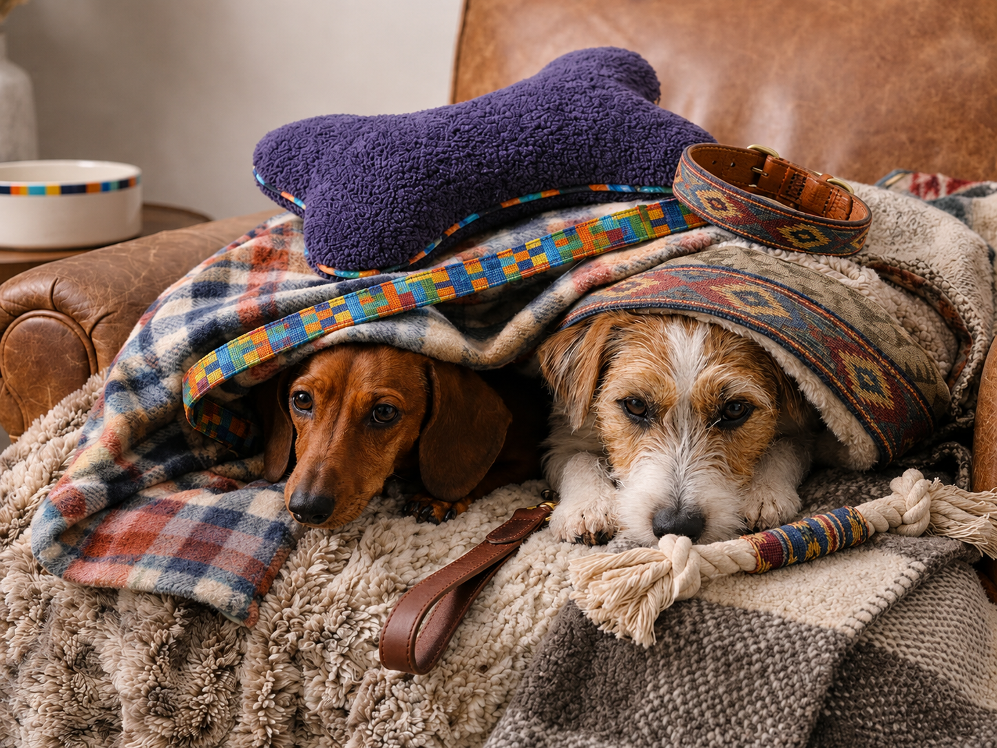 Pets relaxing with soft essentials