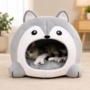 Enclosed Cat Cave Bed, Cozy Cat House, Soft Cat Hideaway, Covered Sleeping Bed for Cats & Kittens